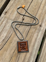 Fancy Scroll Letter 'T' Initial Leather Pendant Necklace