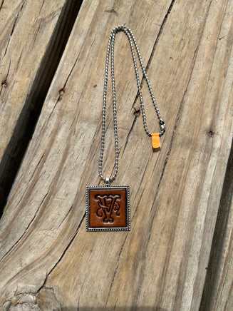 Fancy Scroll Letter 'V' Initial Leather Pendant Necklace