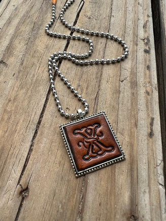 Fancy Scroll Letter 'X' Initial Leather Pendant Necklace