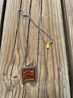 Fancy Scroll Letter 'X' Initial Leather Pendant Necklace