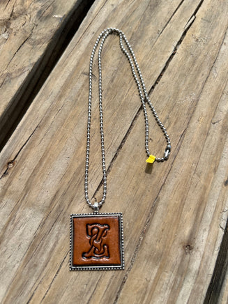Fancy Scroll Letter 'Z' Initial Leather Pendant Necklace