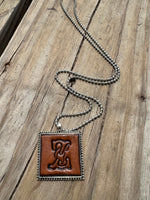 Fancy Scroll Letter 'Z' Initial Leather Pendant Necklace