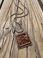 Fancy Scroll Letter 'X' Initial Leather Pendant Necklace