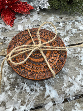 Light Brown Mandala Leather Coaster Set of 4