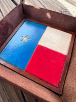 Hand Painted Texas Flag Leather Valet Tray