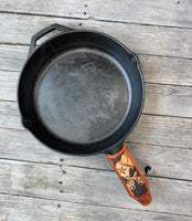 Hand Tooled Leather Cast Iron Skillet Handle Cover – Texas Flag