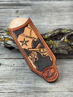 Hand Tooled Leather Cast Iron Skillet Handle Cover – Texas Flag