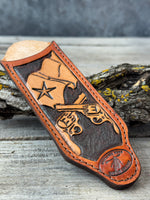 Hand Tooled Leather Cast Iron Skillet Handle Cover – Texas Flag