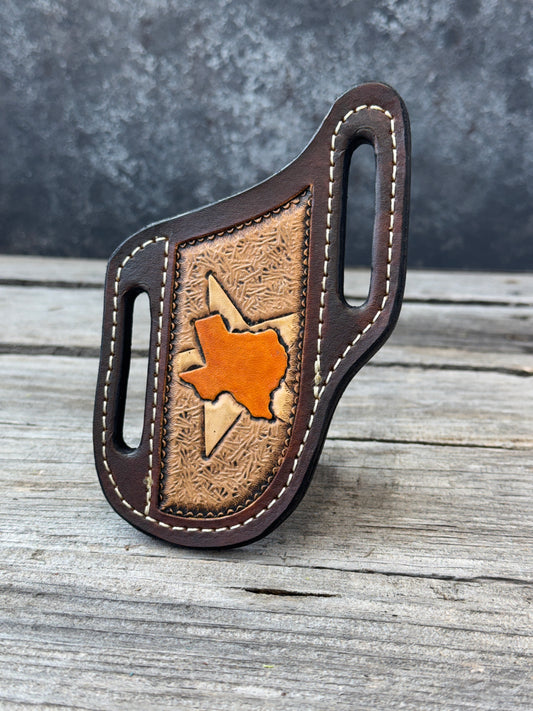 Hand Carved Texas Leather Knife Sheath