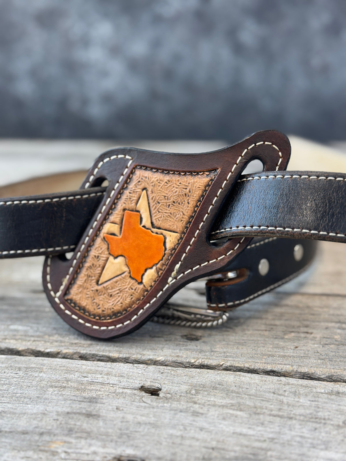 Hand Carved Texas Leather Knife Sheath