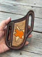 Hand Carved Texas Leather Knife Sheath
