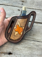 Hand Carved Texas Leather Knife Sheath
