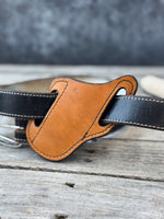Slim Slanted Pancake Leather Knife Sheath