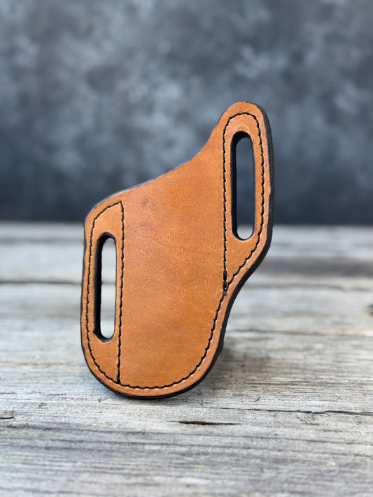 Slim Slanted Pancake Leather Knife Sheath