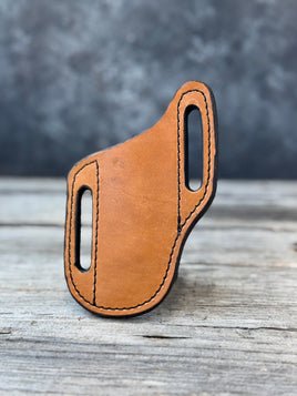 Slim Slanted Pancake Leather Knife Sheath