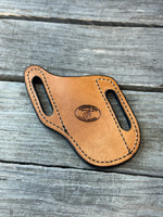 Slim Slanted Pancake Leather Knife Sheath