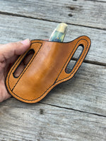 Slim Slanted Pancake Leather Knife Sheath