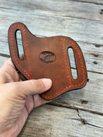 Carved Flag Wide Slanted Pancake Knife Sheath