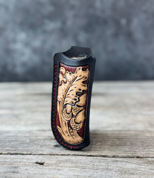 Hand Carved Oak Leaf & Acorn Leather Knife Sheath