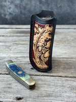 Hand Carved Oak Leaf & Acorn Leather Knife Sheath