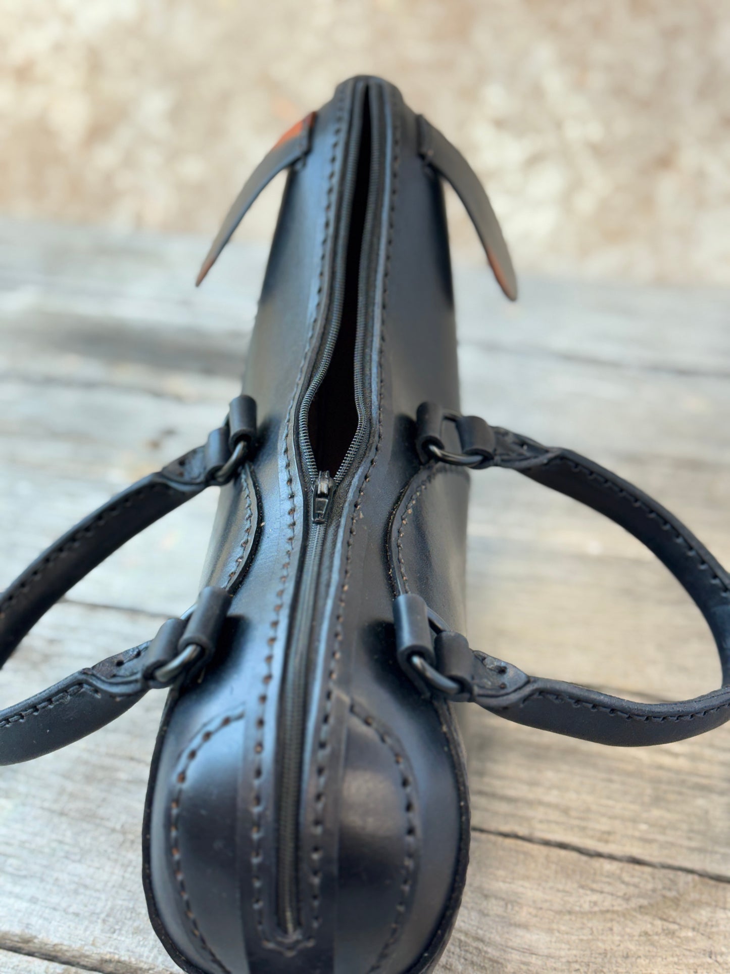 Handmade Leather Dachshund Purse – Black & Tan Wiener Dog Handbag