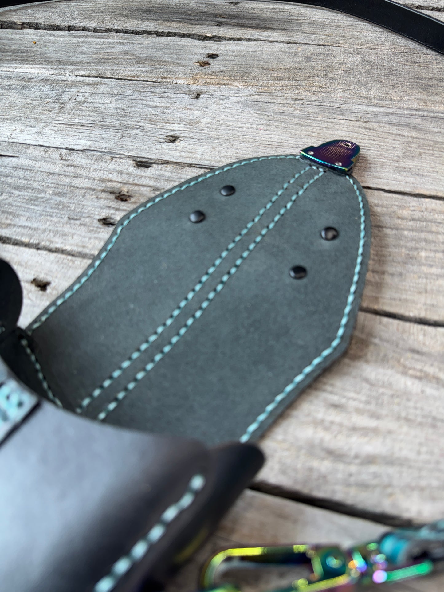 Teal Alligator and Black Crossbody