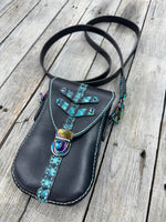 Teal Alligator and Black Crossbody