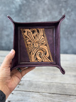 Black Cherry Tooled Cross Valet Tray