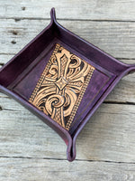 Black Cherry Tooled Cross Valet Tray