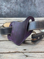 Plain Leather Knife Sheath | Handmade Wide Slanted Pancake Pocket Knife Sheath