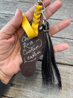 Hand Painted Black and White Paint Horse Face Key Chain