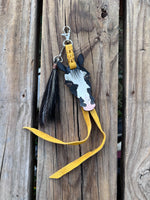 Hand Painted Black and White Paint Horse Face Key Chain