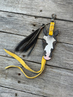 Hand Painted Black and White Paint Horse Face Key Chain