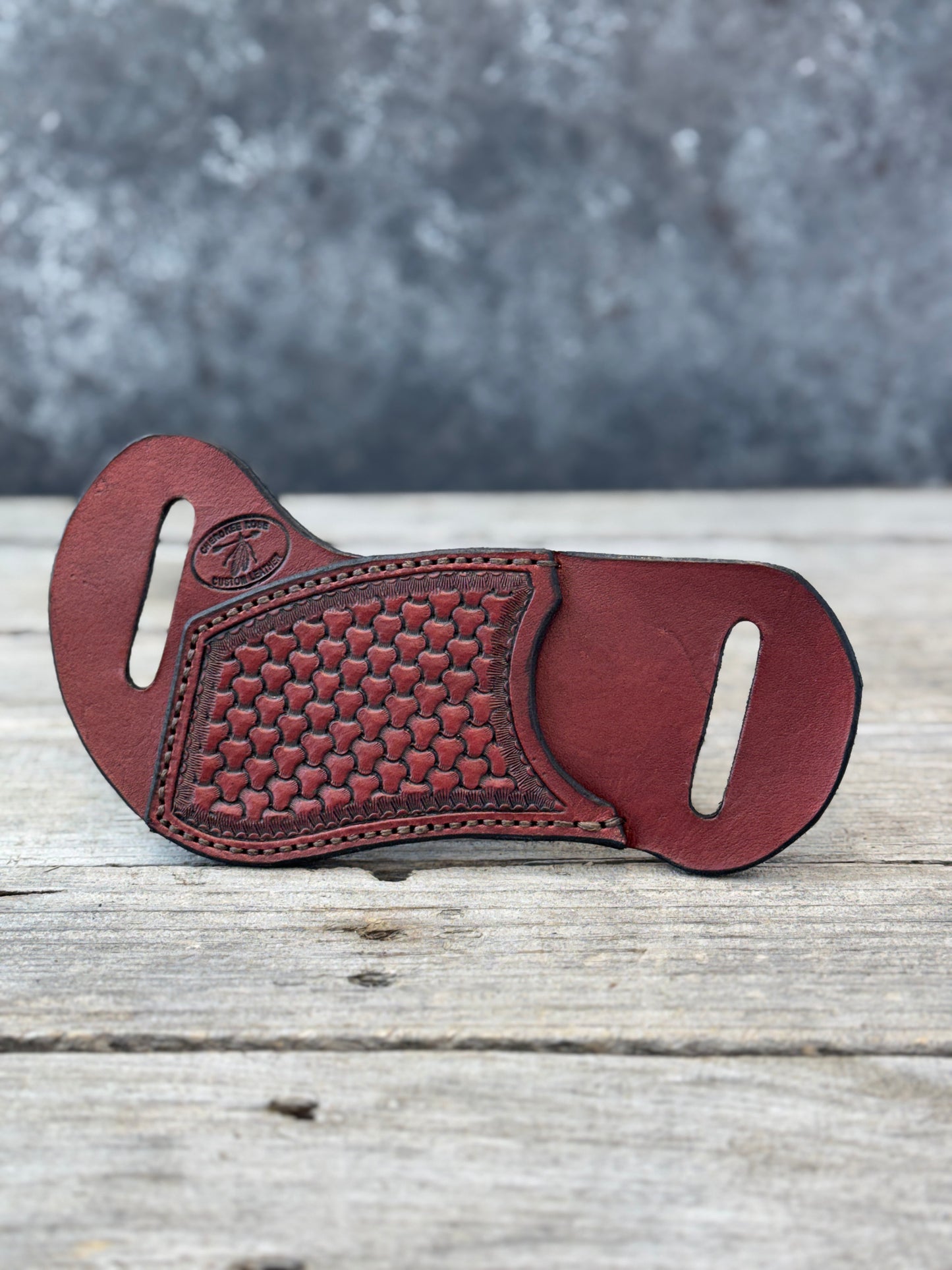 Geometric Basketweave Stamped Multi-Tool Sheath