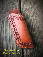 Custom Order- Vertical Style Stamped Leather Pocket Knife Sheath