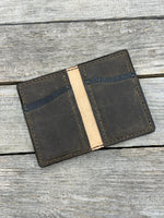 leather minimalist wallet with card slots and cash pockets