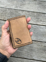 inverted tooled leather elk wallet slim bifold