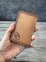 Hand Tooled Leather Card Wallet – Elk Design Front Pocket Wallet (Slim Bifold)