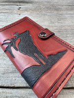 Hand Tooled Leather Phone Wallet Case – Elk Design Samsung Galaxy S25 Wallet Cover