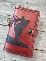 Hand Tooled Leather Phone Wallet Case – Elk Design Samsung Galaxy S25 Wallet Cover