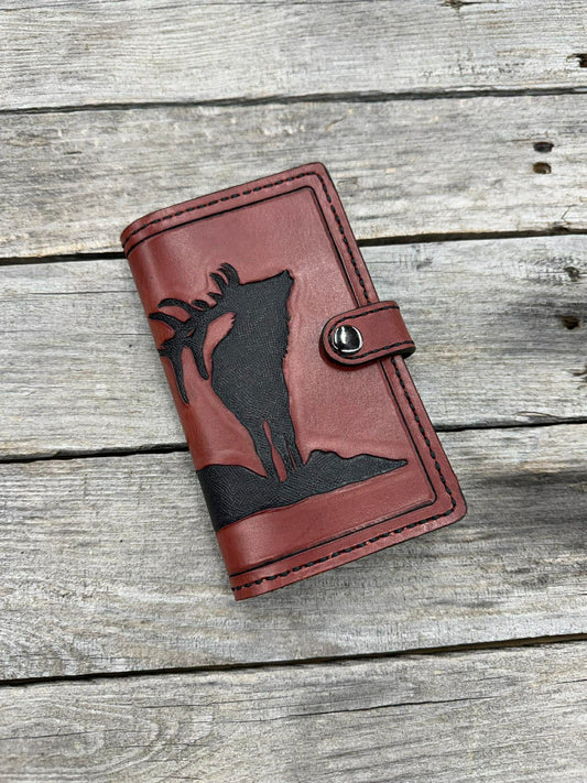 hand tooled leather phone wallet elk design samsung galaxy s25