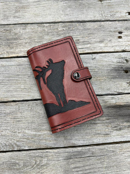 hand tooled leather phone wallet elk design samsung galaxy s25