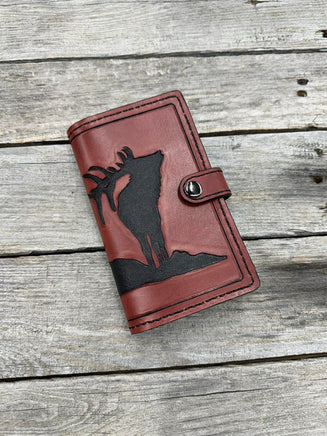 hand tooled leather phone wallet elk design samsung galaxy s25