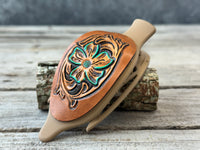 Hand Carved Leather French Concord Hair Clips