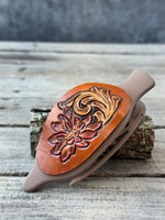 Hand Carved Leather French Concord Hair Clips