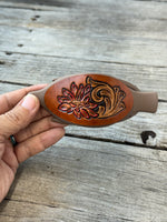 Hand Carved Leather French Concord Hair Clips