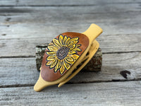 Hand Carved Leather French Concord Hair Clips