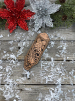 Leather Cast Iron Skillet Handle Cover – Western Floral Scroll Design