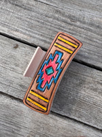 Hand Carved Leather 4" Hair Claw Clip