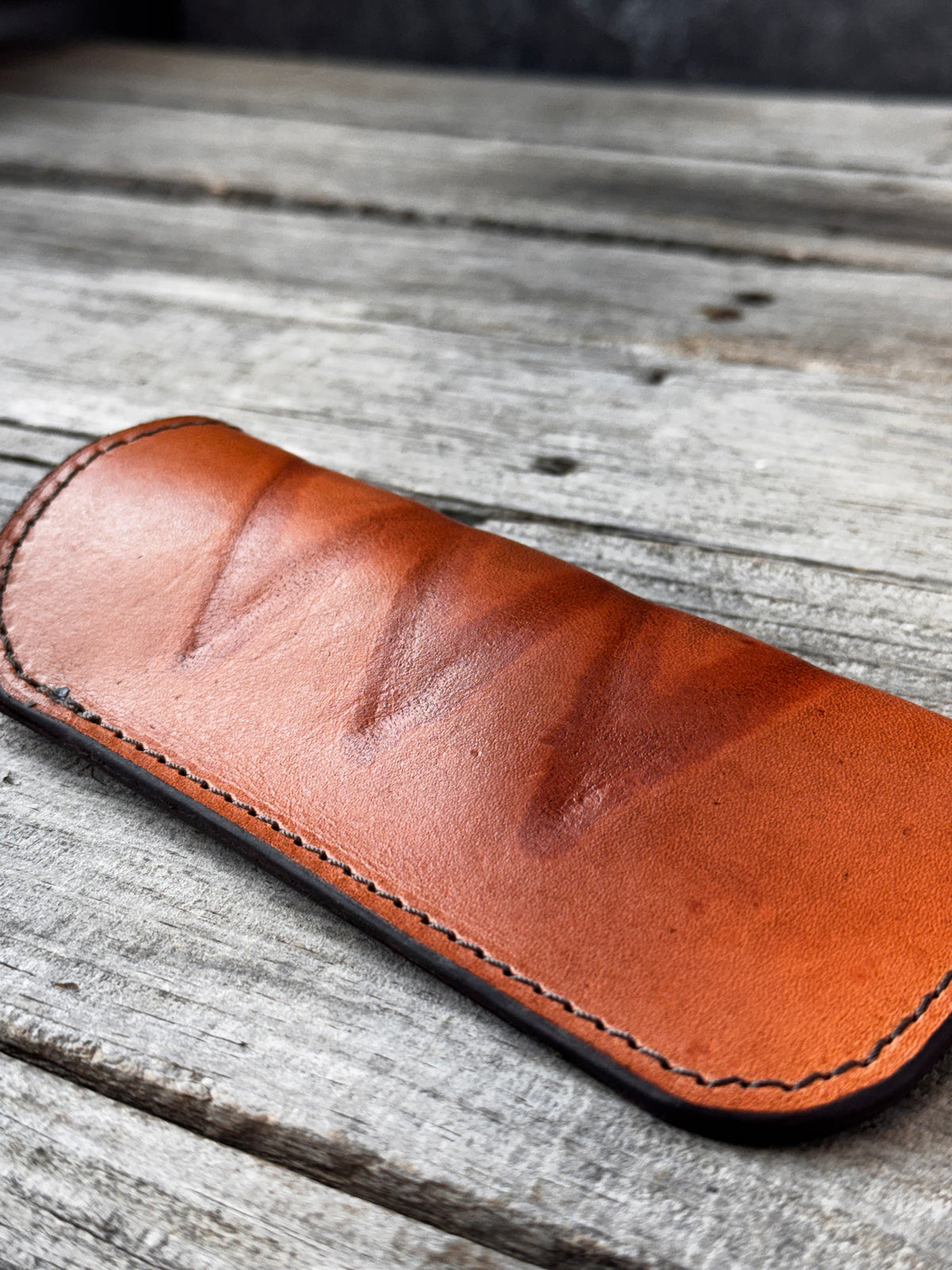 Natural Cattle Brand Leather Eyeglass Case